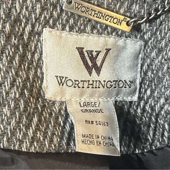 Worthington Charcoal Herringbone wool blend Blazer belted women’s - Picture 7 of 8